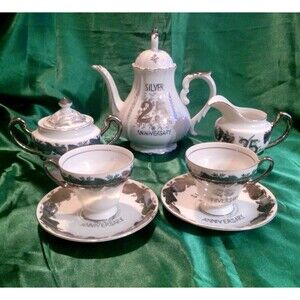 Vintage NORCREST China 25TH Silver Anniversary Tea Set